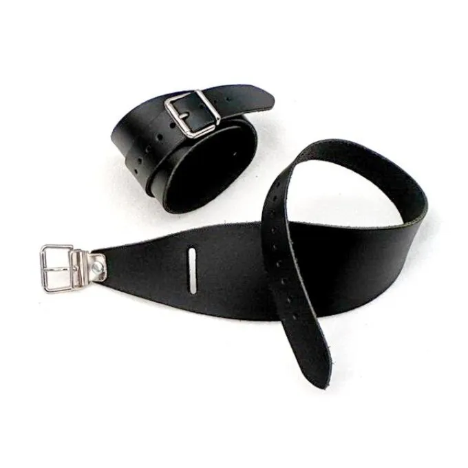 Leren Armband Met Gespen, Bruin - Afbeelding 2