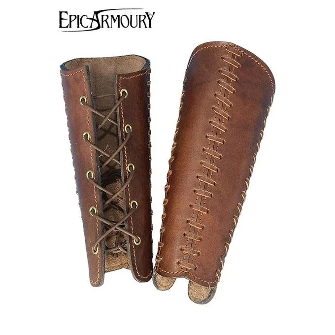 Epic Armoury Leren Armbeschermers Battle, Paar, Bruin - Afbeelding 2