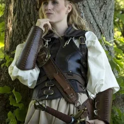 Epic Armoury Leren Armbeschermers Battle, Paar, Bruin