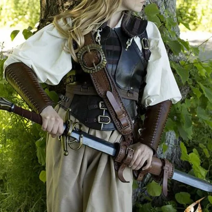 Epic Armoury Leren Armbeschermers Battle, Paar, Bruin - Afbeelding 6