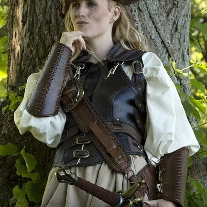 Epic Armoury Leren Armbeschermers Battle, Paar, Bruin