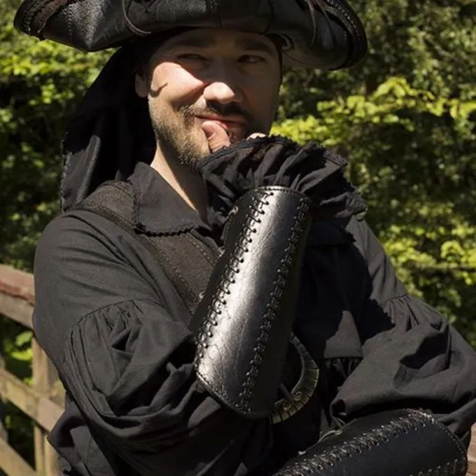 Epic Armoury Leren Armbeschermers Battle, Paar, Zwart - Afbeelding 2