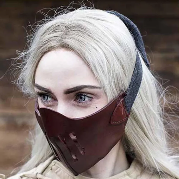 Epic Armoury Leren Mempo Halfmasker, Rood - Afbeelding 2