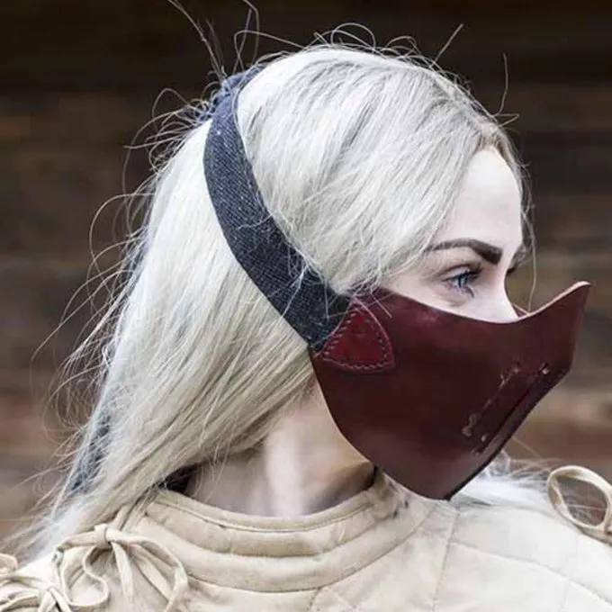 Epic Armoury Leren Mempo Halfmasker, Rood - Afbeelding 3