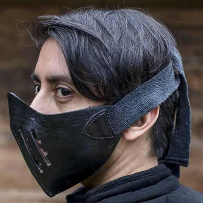 Epic Armoury Leren Mempo Halfmasker, Zwart - Afbeelding 2