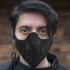Epic Armoury Leren Mempo Halfmasker, Zwart