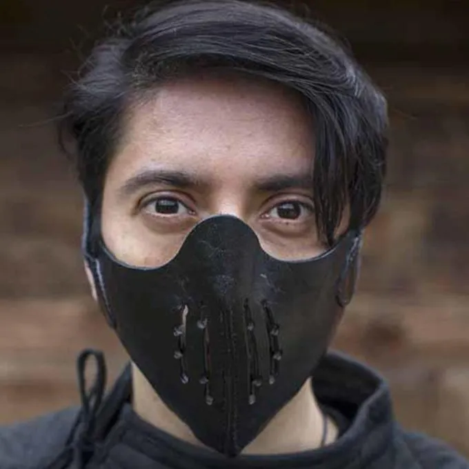 Epic Armoury Leren Mempo Halfmasker, Zwart