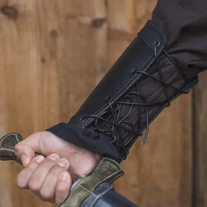 Epic Armoury Leren Onderarmbeschermers Warrior, Zwart, Paar - Afbeelding 2