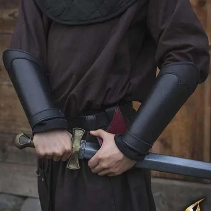 Epic Armoury Leren Onderarmbeschermers Warrior, Zwart, Paar