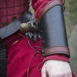 Epic Armoury Leren Onderarmbeschermers Warrior, Zwart-rood, Paar