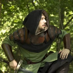 Epic Armoury Leren Schouder & Nekpantser, Bruin-zwart