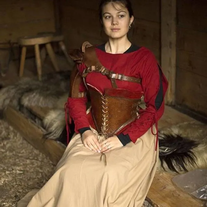 Epic Armoury Leren Schouderpantser, Bruin - Afbeelding 3