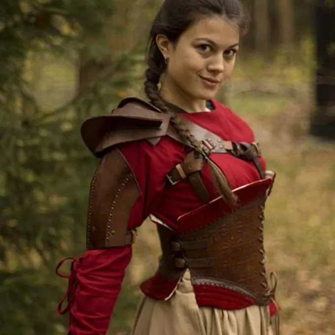 Epic Armoury Leren Schouderpantser, Bruin - Afbeelding 4