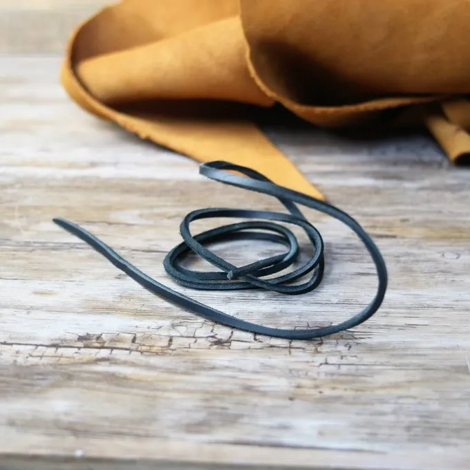 Leren Veter Zwart, 100 Cm - Afbeelding 3