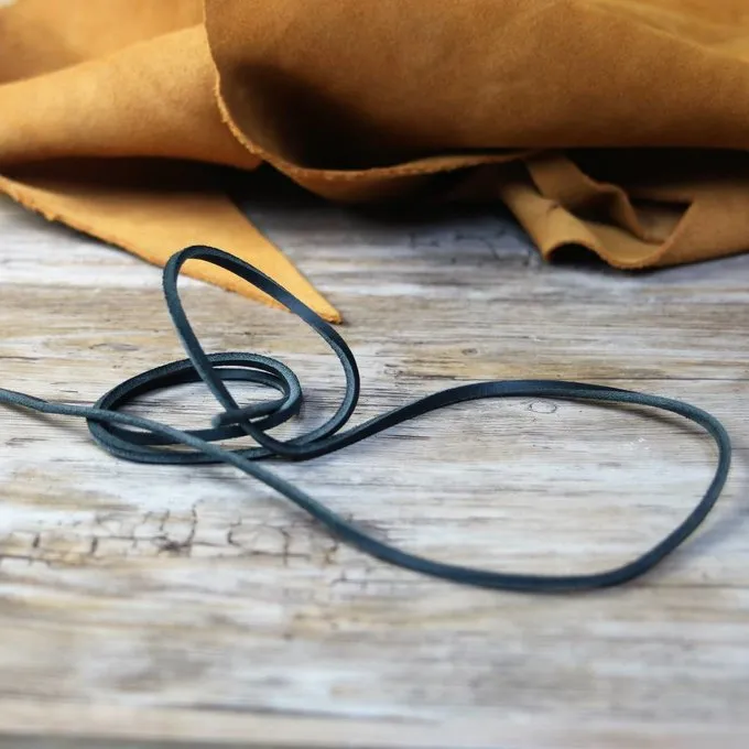 Leren Veter Zwart, 100 Cm - Afbeelding 4