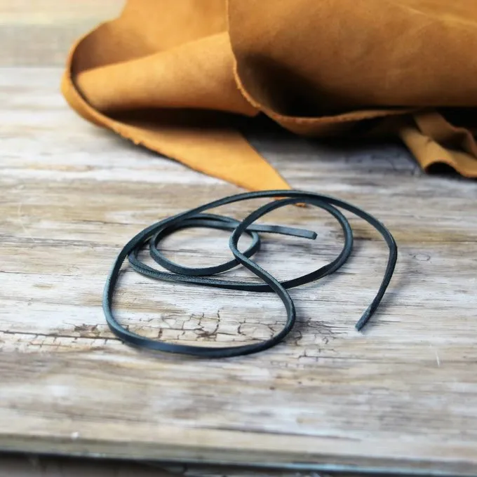 Leren Veter Zwart, 100 Cm