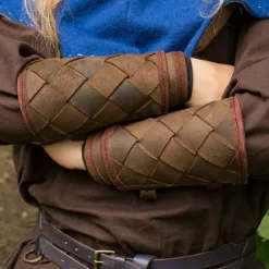 Epic Armoury Leren Viking Onderarmbeschermers, Bruin, Paar