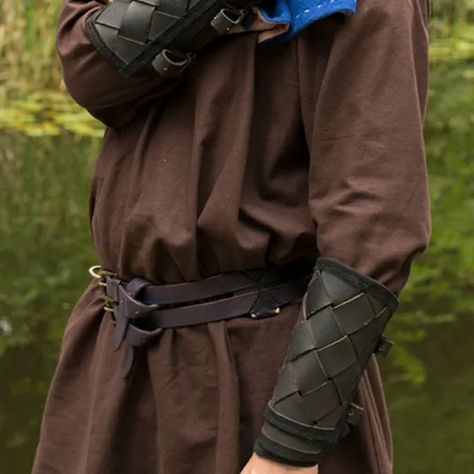 Epic Armoury Leren Viking Onderarmbeschermers, Zwart, Paar