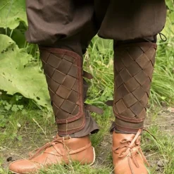 Epic Armoury RFB Leren Viking Beenbeschermers, Bruin, Paar