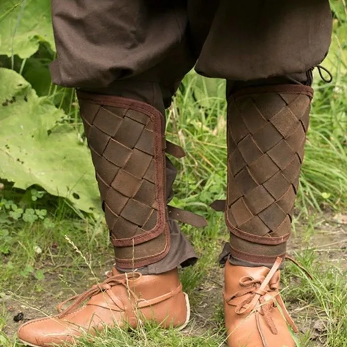 Epic Armoury RFB Leren Viking Beenbeschermers, Bruin, Paar