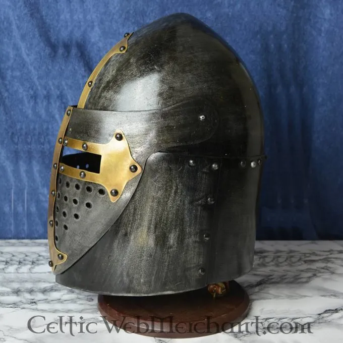 Deepeeka Sugarloaf Helm, Met Scharnierend Vizier 1,6mm, Met Antieke Afwerking - Afbeelding 4