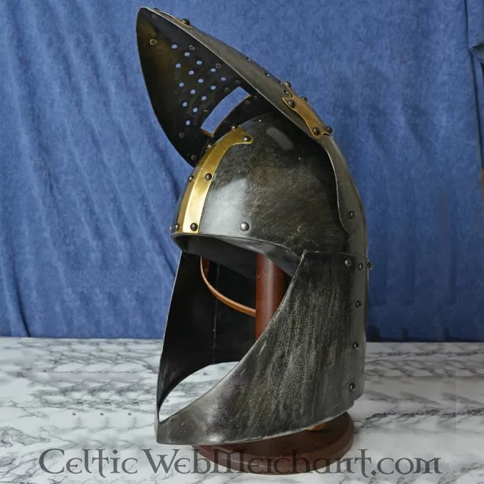 Deepeeka Sugarloaf Helm, Met Scharnierend Vizier 1,6mm, Met Antieke Afwerking - Afbeelding 5