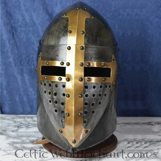 Deepeeka Sugarloaf Helm, Met Scharnierend Vizier 1,6mm, Met Antieke Afwerking